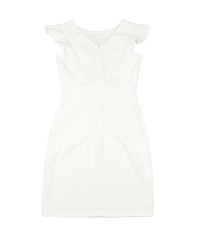 By Debra Girls Milly Ivory Pucker Flutter Sleeve Straight Dress Girls Special Dresses By Debra