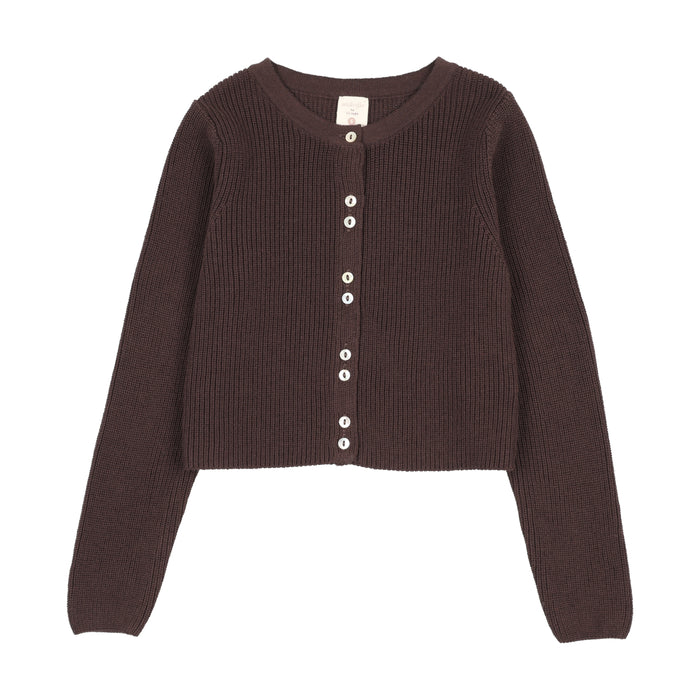 cardigan fine knit ribbed - chocolate brown