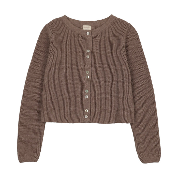 cardigan fine knit ribbed - misty oat heather