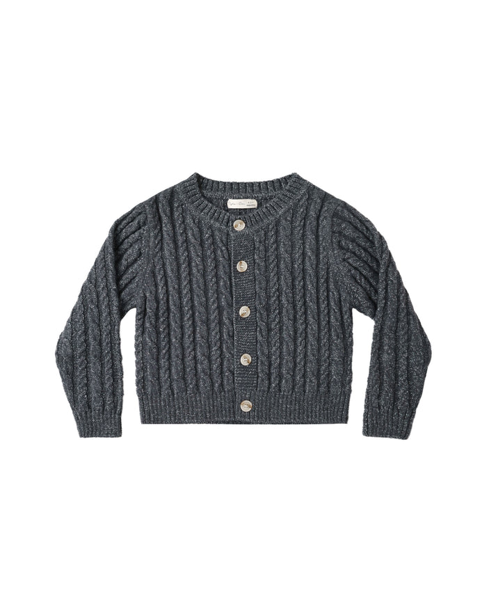 cardigan heathered cable knit - midnight