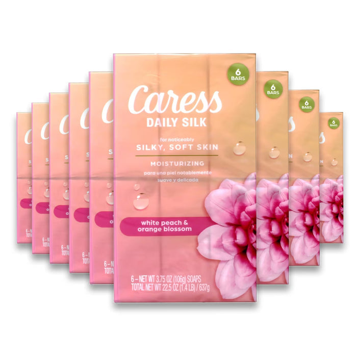 Caress Daily Silk Beauty Bar White Peach and Orange Blossom 3.75 oz - 6 Ct - 9 Pack