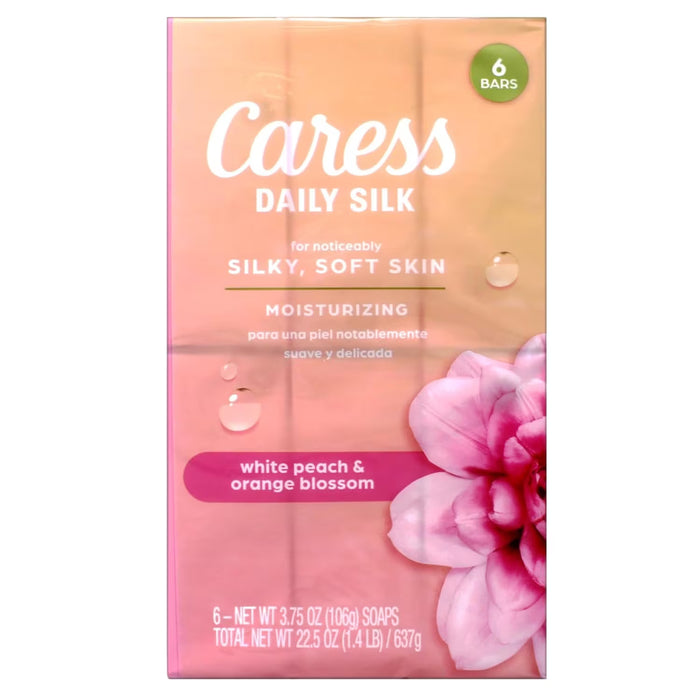 Caress Daily Silk Beauty Bar White Peach and Orange Blossom 3.75 oz - 6 Ct - 9 Pack