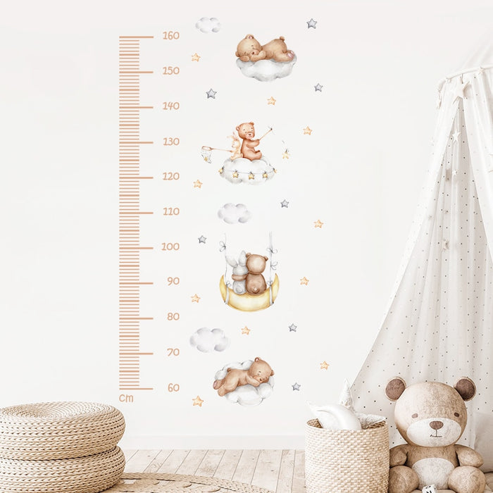 Cartoon Wall Decals Height Measurement Cute Bear