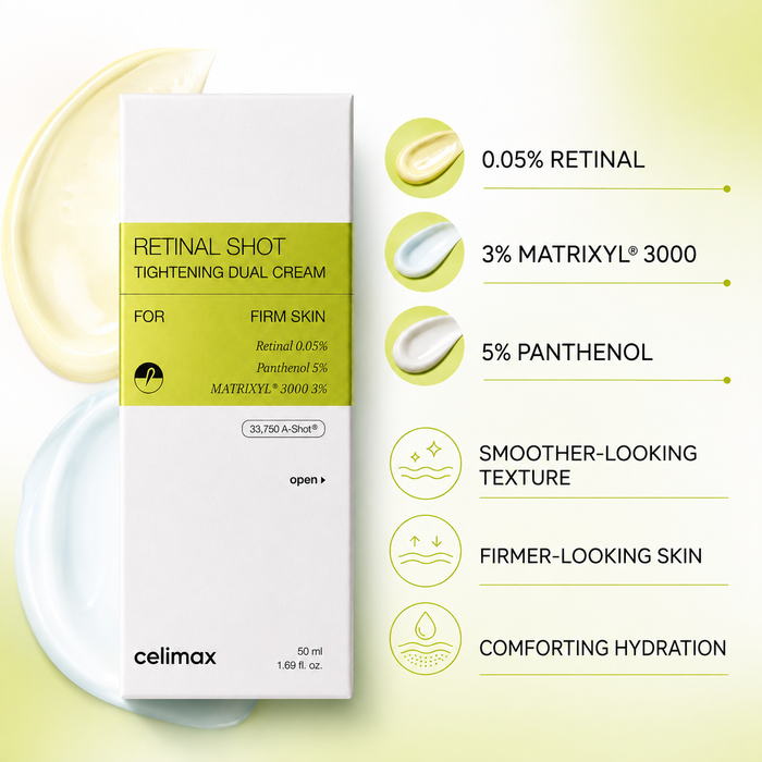 CELIMAX Retinal Shot Tightening Dual Cream key ingredients and benefits