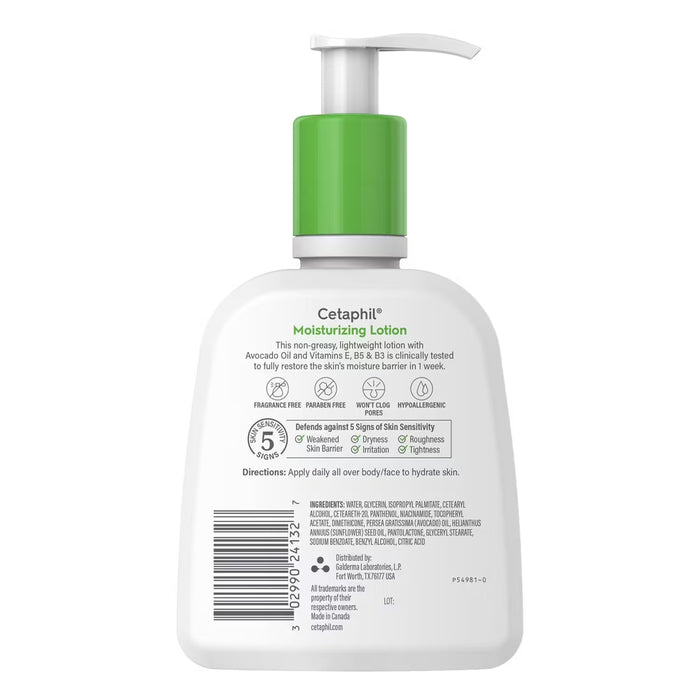 Cetaphil Moisturizing Face and Body Lotion for Dry Skin Unscented - 8 oz - 12 Pack