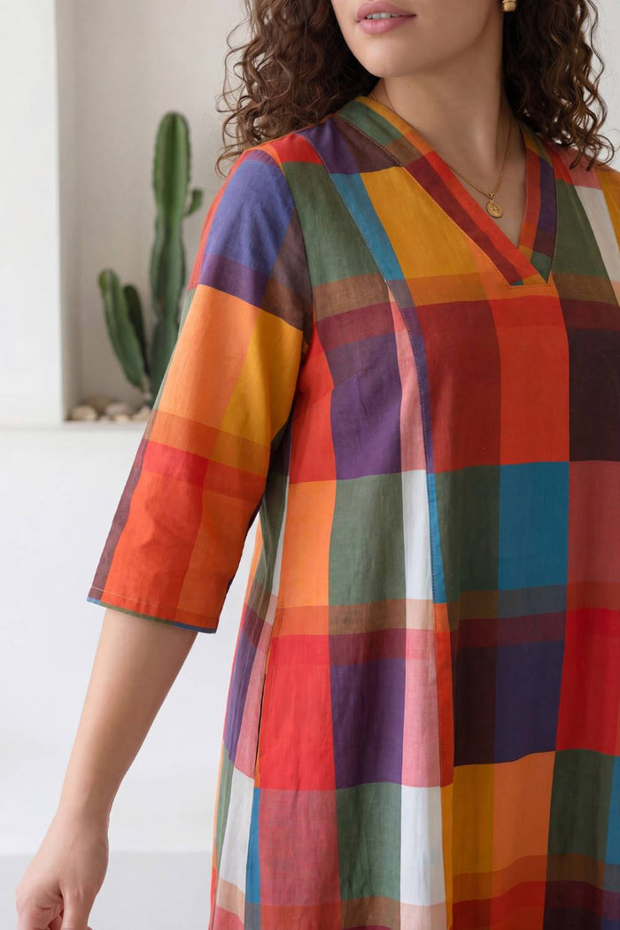 Checkered Breeze Plus Size Midi Dress
