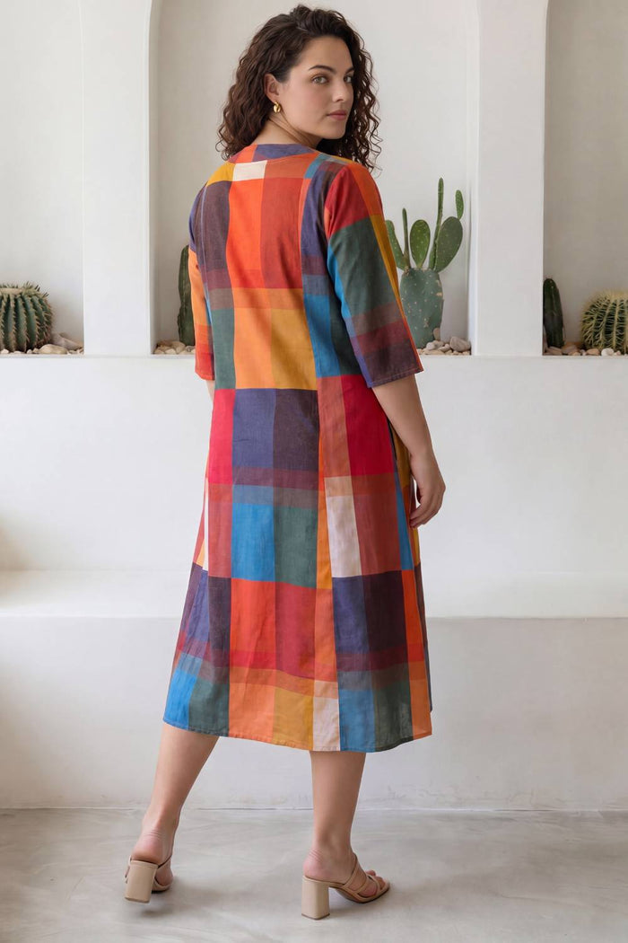 Checkered Breeze Plus Size Midi Dress
