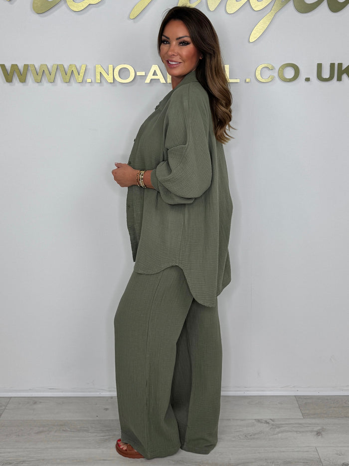 Cheesecloth Button Up Shirt & Trouser Co-Ord (5 Colours)