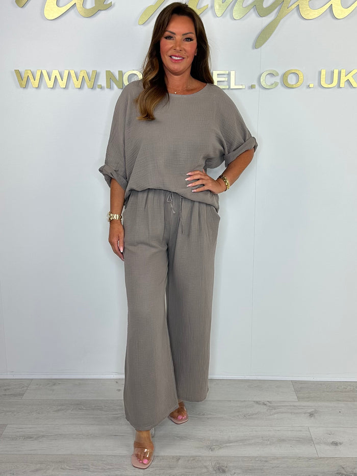 Cheesecloth Round Neck Oversize Trouser Co-ord (4 Colours)
