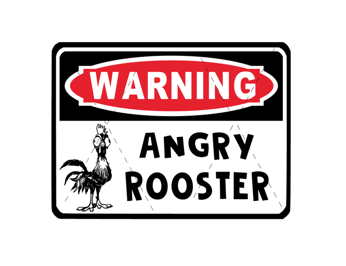 Warning Angry Rooster