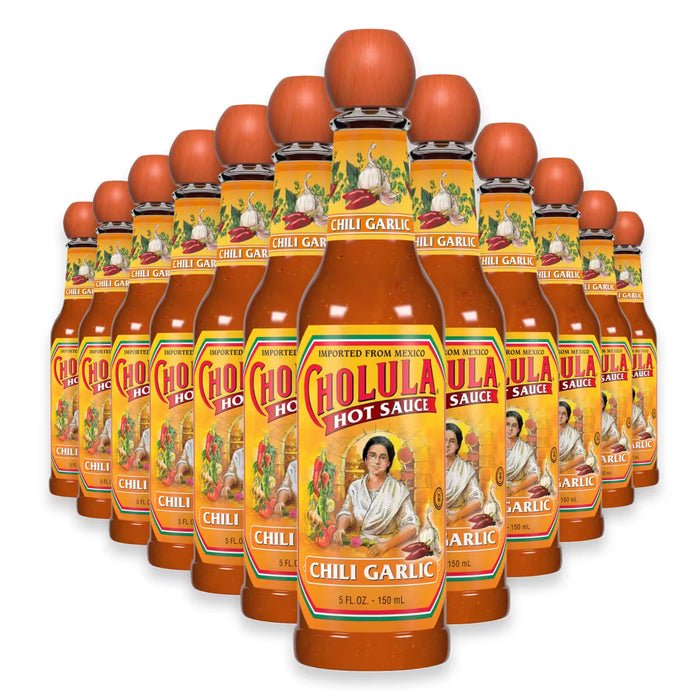 Cholula Chili Garlic Hot Sauce with Arbol and Piquin Peppers - 5 oz - 12 Pack