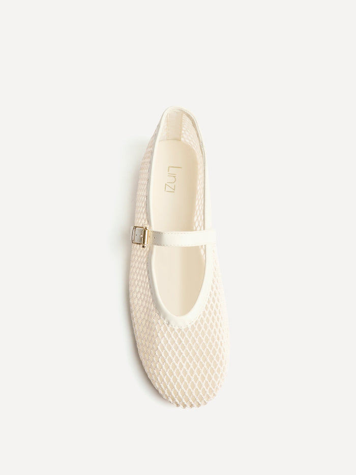 Clara Ivory Mesh Mary Jane Pumps