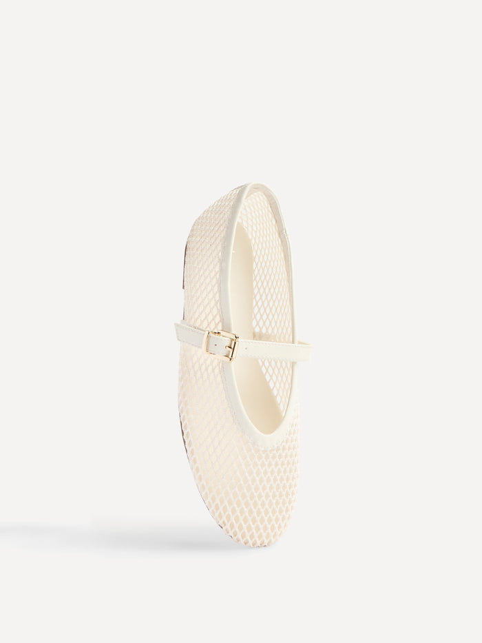 Clara Ivory Mesh Mary Jane Pumps