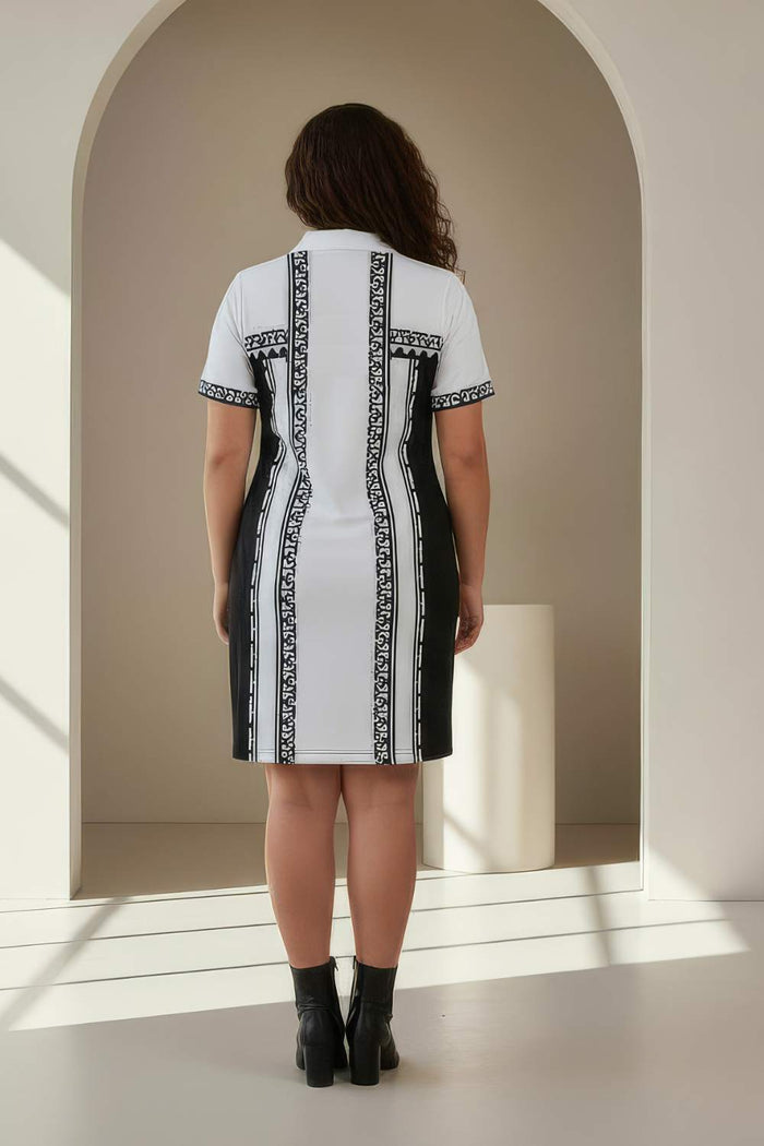 Classic Black Printed Polo Dress