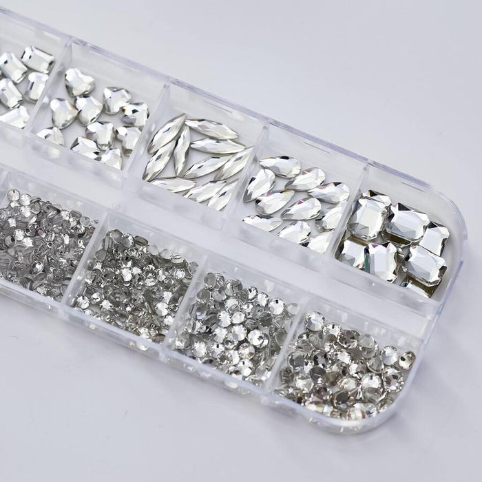Clear Crystal Mixed Shape Gems 2400pcs For Nail Art