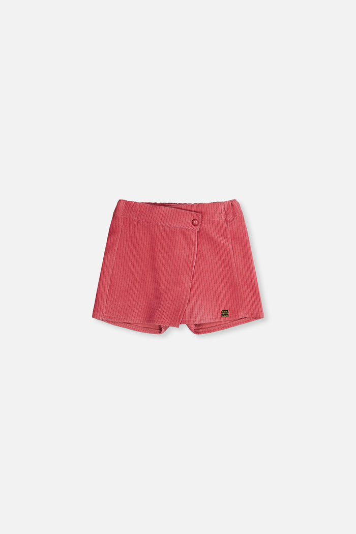 Deux par Deux girls' raspberry pink corduroy skort – front view