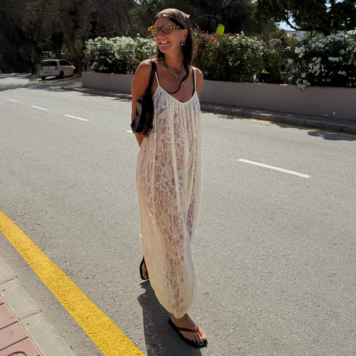 Cream Lace Balloon Jumpsuit