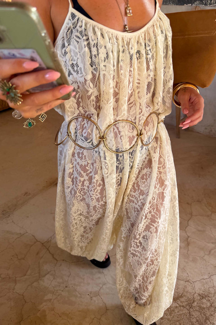 Cream Lace Balloon Jumpsuit