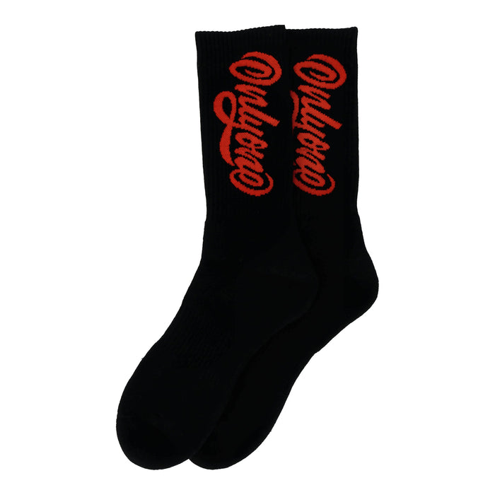 Crew Red Logo Black Socks