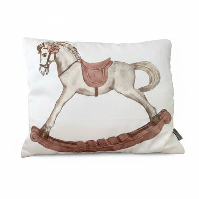 crib set rocking horse blanket and pillow - dusty pink