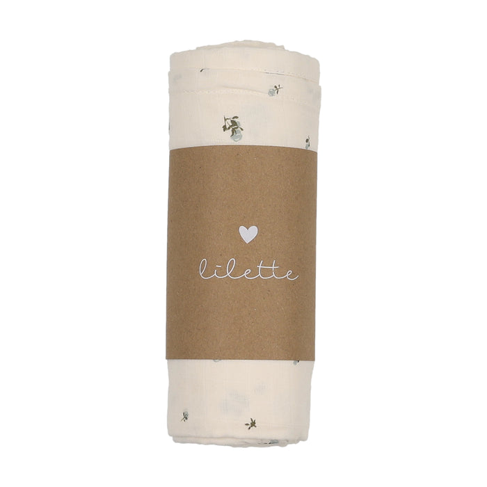 crib sheet rosebud print bassinet - cream/blue