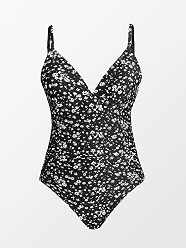 CUPSHE Women Swimsuit One Piece V Neck Tummy Control Ruched Front Low Back Bathing Suit Swimwear - Style Heist