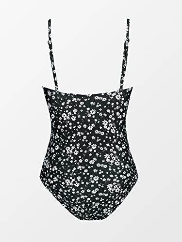 CUPSHE Women Swimsuit One Piece V Neck Tummy Control Ruched Front Low Back Bathing Suit Swimwear - Style Heist