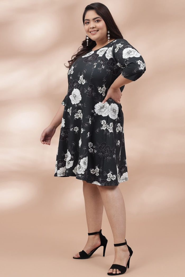 Deep Green Floral Printed Dress