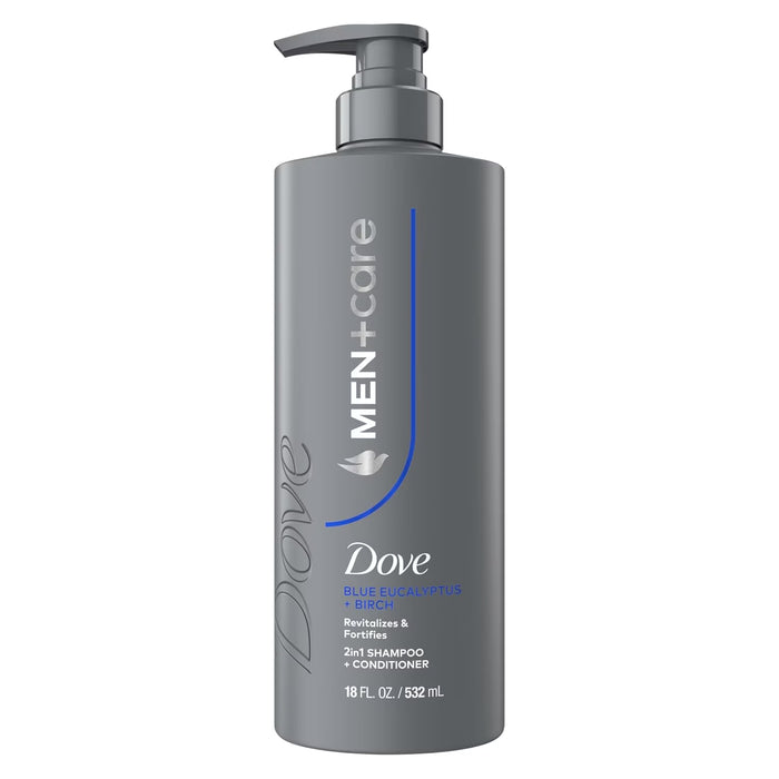Dove Men+Care Blue Eucalyptus + Birch Protein Power 2-in-1 Shampoo and Conditioner - 4 Pack