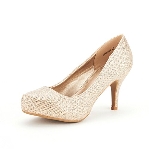 DREAM PAIRS Women's Round Toe Low Platform Stiletto Heels Dress Pumps Court Shoes