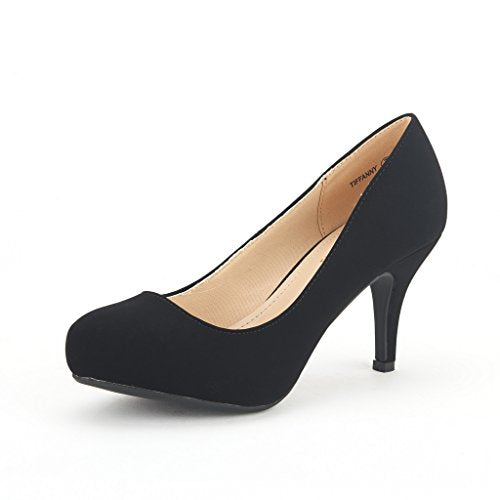 DREAM PAIRS Women's Round Toe Low Platform Stiletto Heels Dress Pumps Court Shoes