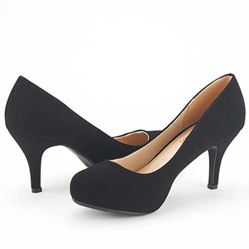 DREAM PAIRS Women's Round Toe Low Platform Stiletto Heels Dress Pumps Court Shoes