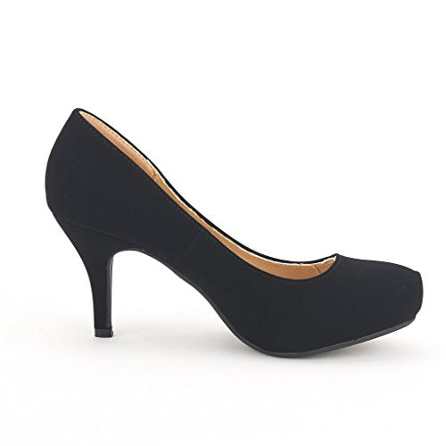 DREAM PAIRS Women's Round Toe Low Platform Stiletto Heels Dress Pumps Court Shoes