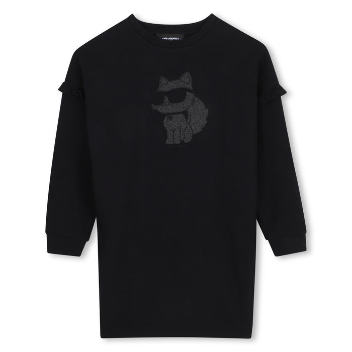 dress cat graphic logo ruffle sweat - black-09b