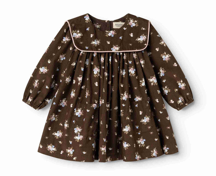 dress fine corduroy bouquet print with sailor collar - autumn bouquet