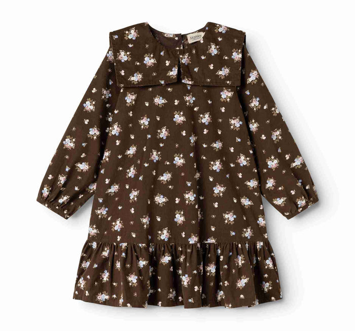 dress fine corduroy bouquet print with sailor collar - autumn bouquet