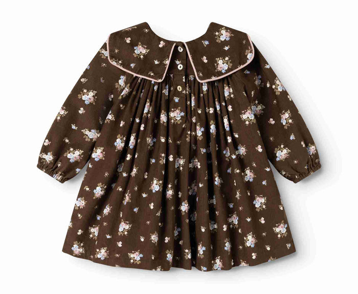 dress fine corduroy bouquet print with sailor collar - autumn bouquet