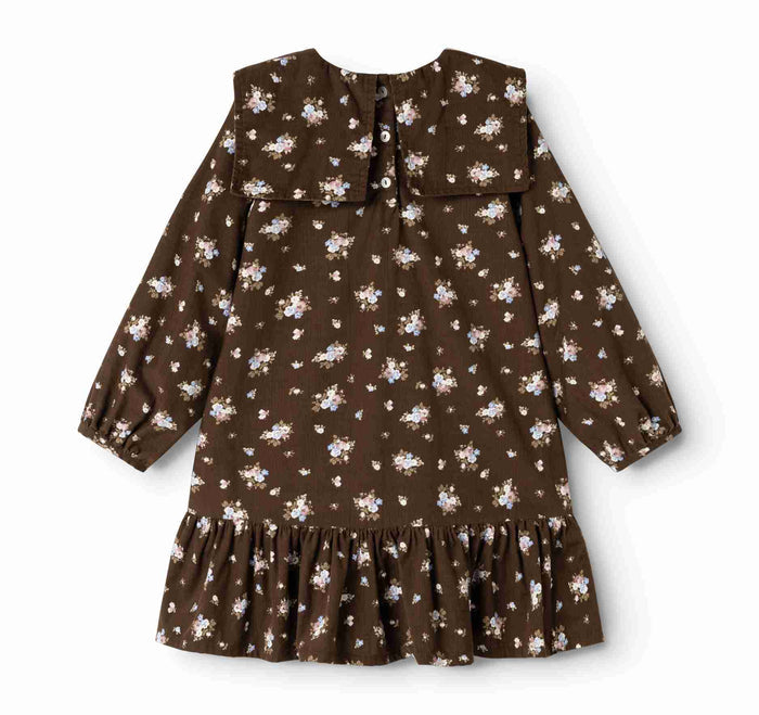 dress fine corduroy bouquet print with sailor collar - autumn bouquet