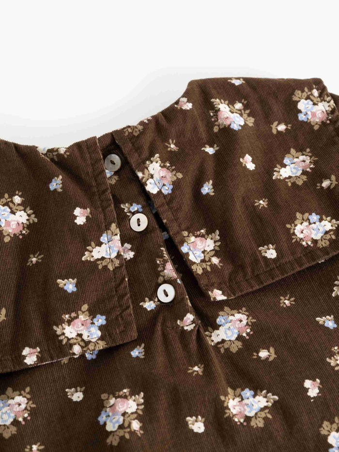 dress fine corduroy bouquet print with sailor collar - autumn bouquet