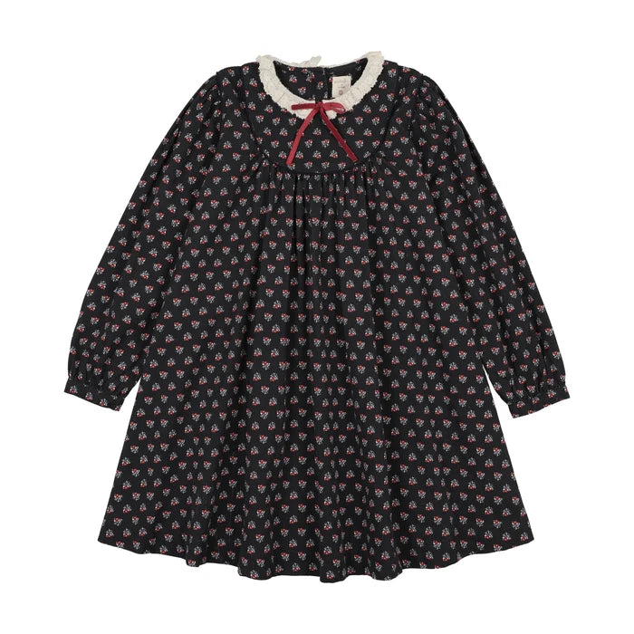 dress home garden printed lace trim with velvet bow - navy print
