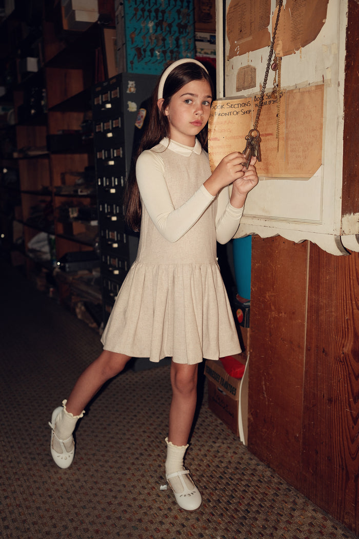 dress marled wool jumper with collar - oatmeal