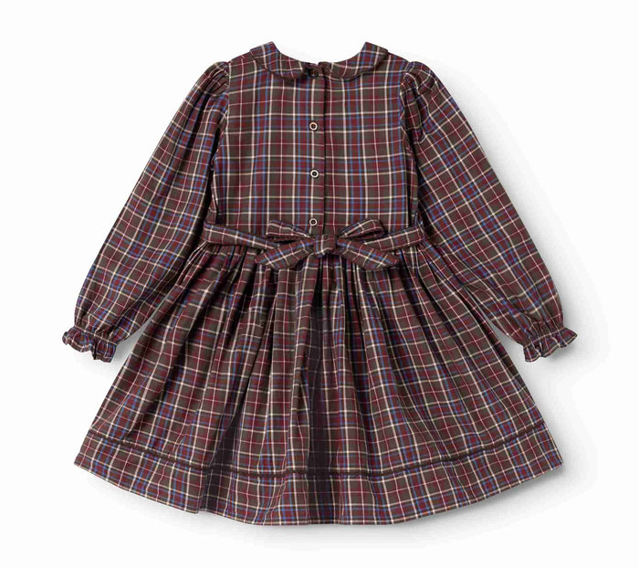 dress plaid collared with back tie - chocolate check