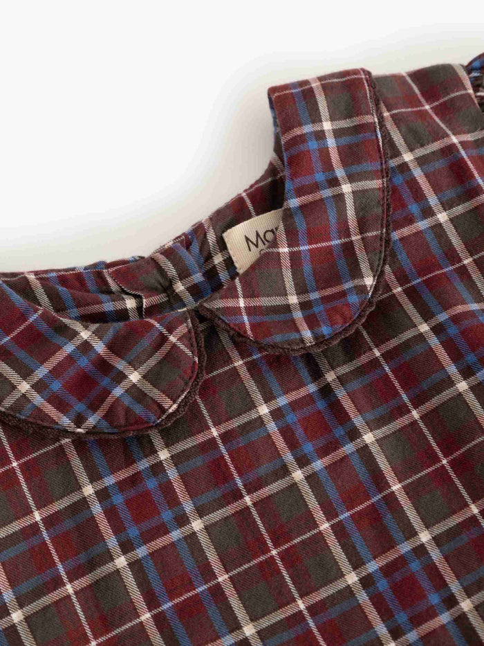dress plaid collared with back tie - chocolate check