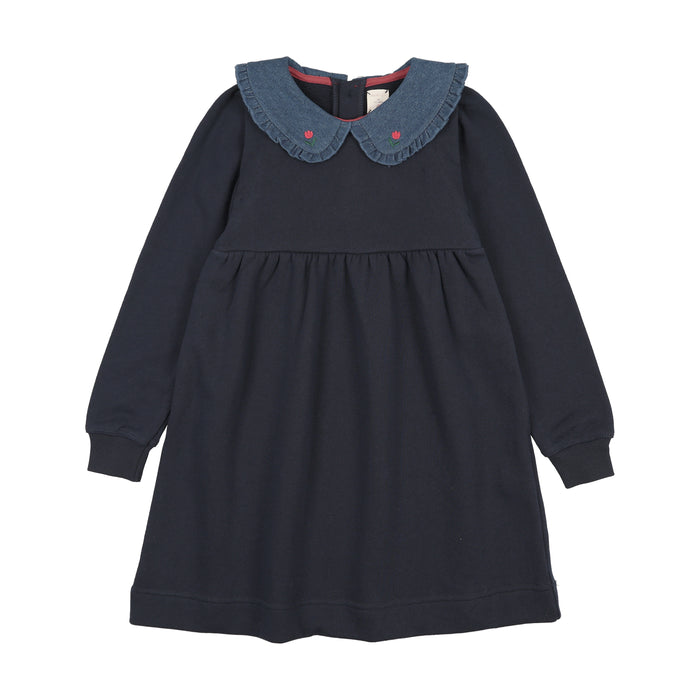 dress sweet campaign denim collared sweat - navy