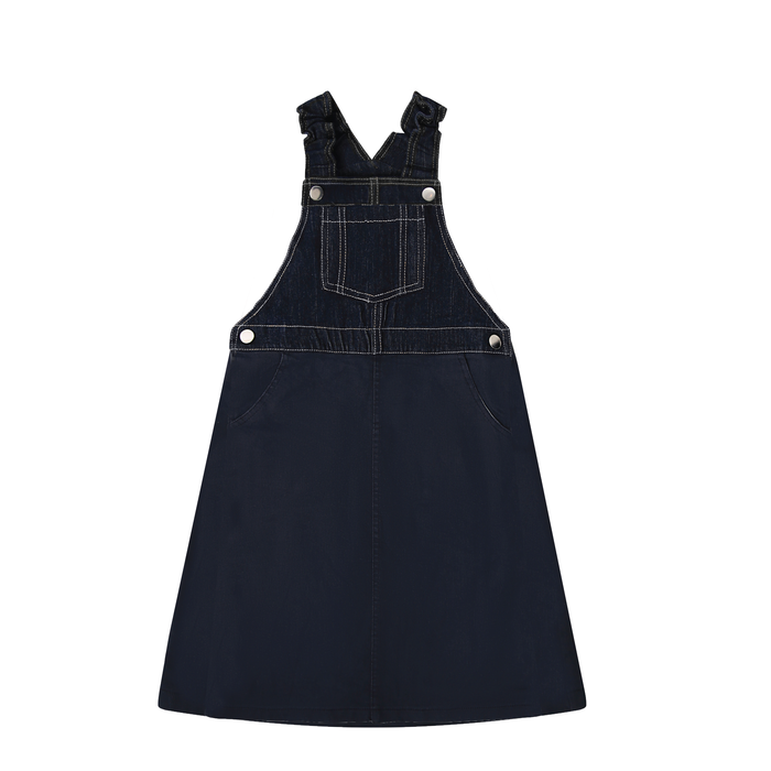 dress two tone denim color stitch jumper - navy/denim