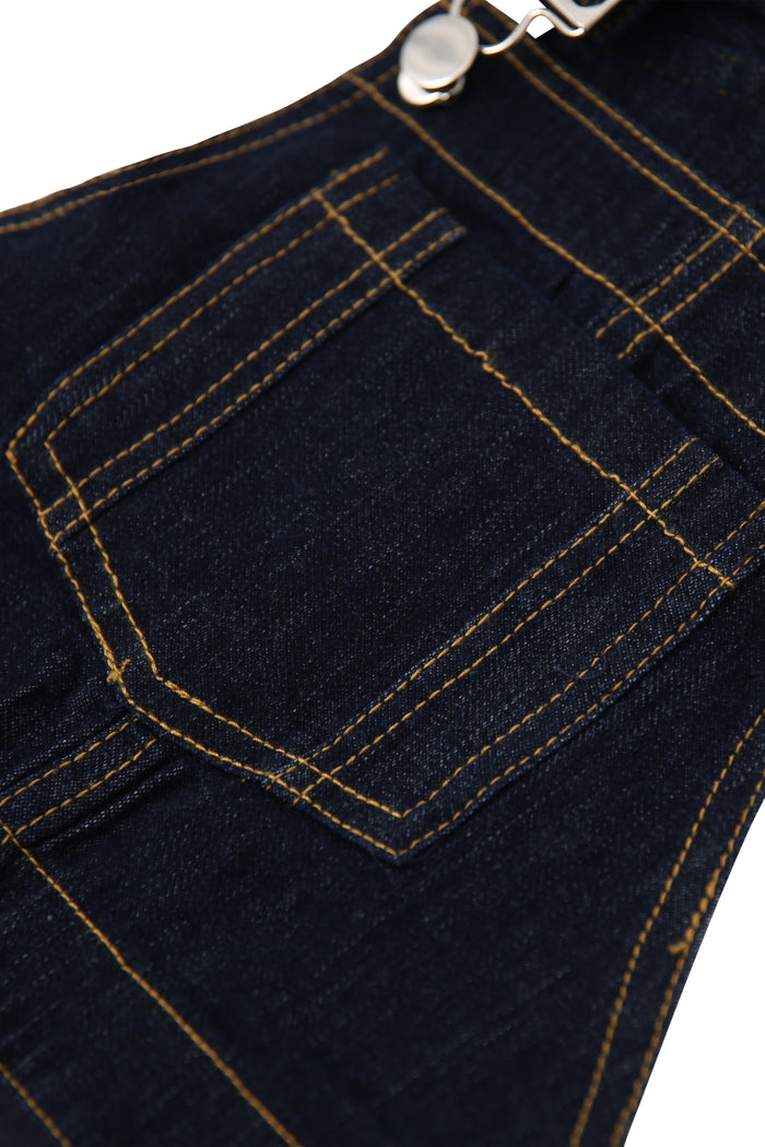 dress two tone denim color stitch jumper - navy/denim