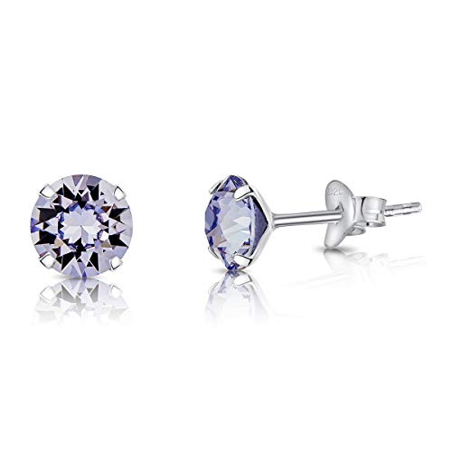 DTPSilver - 925 Sterling Silver Round Stud Earrings and Crystals from Elements