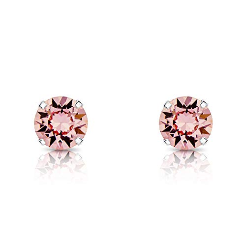 DTPSilver - 925 Sterling Silver Round Stud Earrings and Crystals from Elements