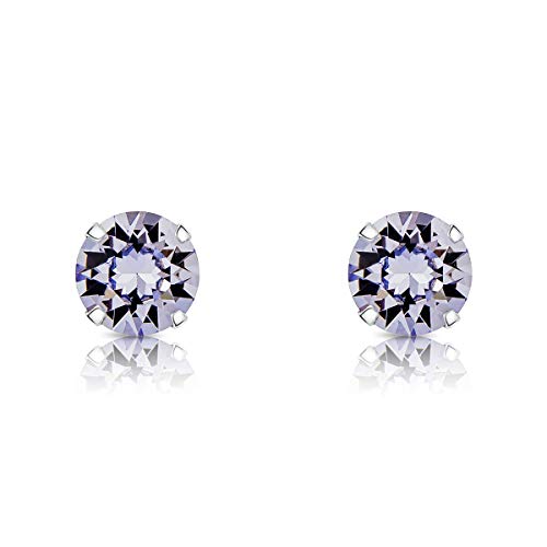 DTPSilver - 925 Sterling Silver Round Stud Earrings and Crystals from Elements