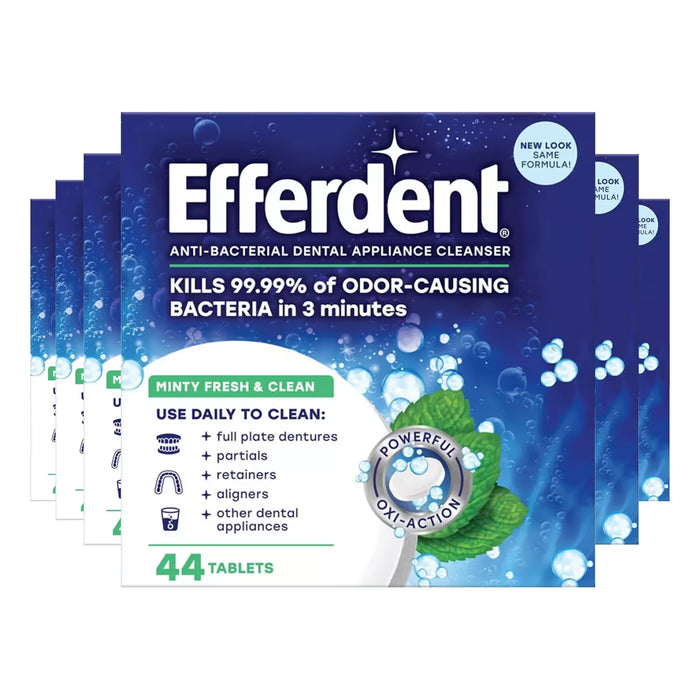 Efferdent Fresh & Clean Plus Mint Denture Cleanser Tablets - 44 Ct - 6 Pack